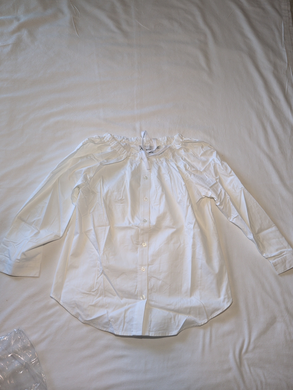 Linea by Louis Dell'Olio White Ruffled Collar Peasant Button-Down Shirt
